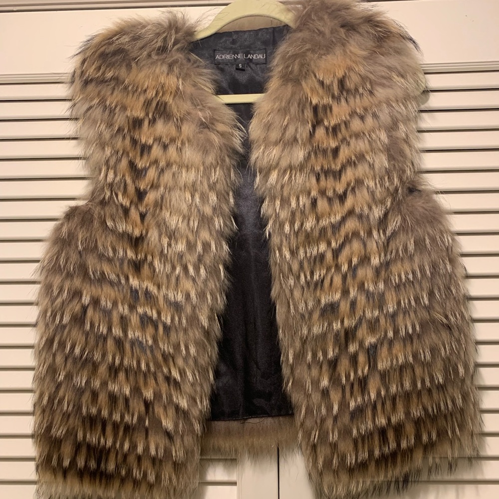 Adrienne Landau Adriatic Raccoon Vest - SZ SMALL